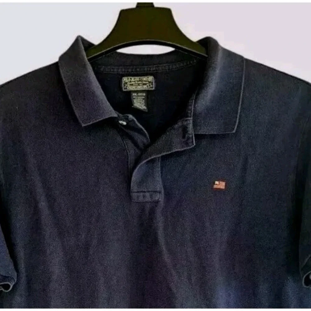 Polo Jeans Co. Ralph Lauren Men's 2XL Collared Shirt US Flag Logo‎ Blue